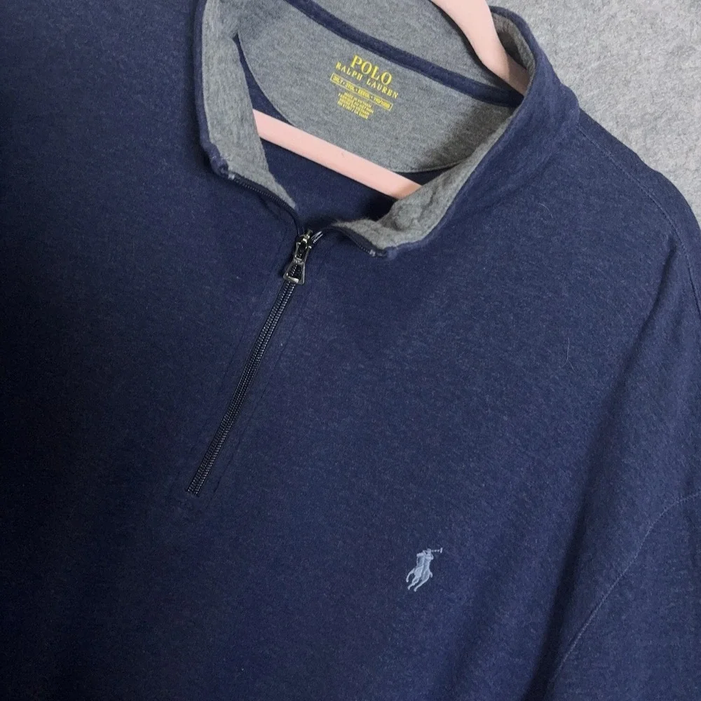 Polo Ralph Lauren 1/4 Zip Sweater Men 3XLT Blue Embroidered Pony‎ Classic